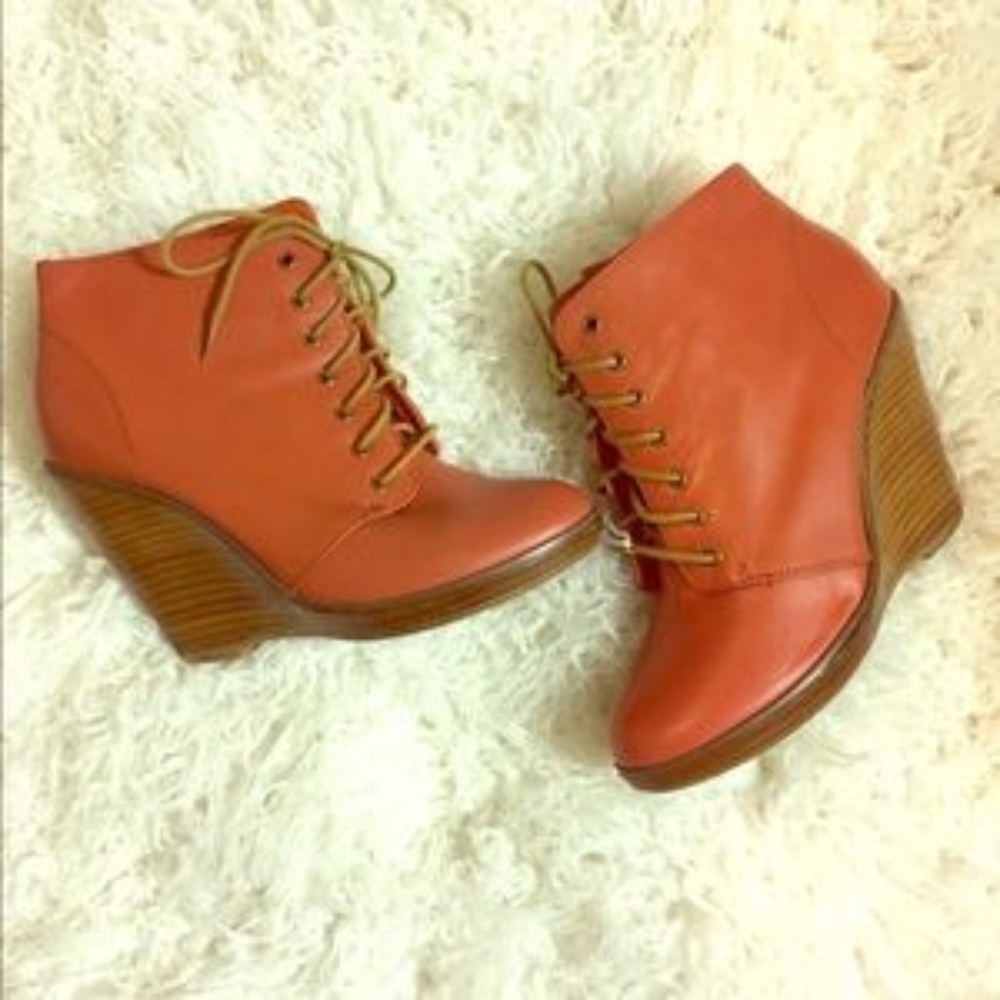 Super Cute Anthropology Coral Leather Ankle Boots